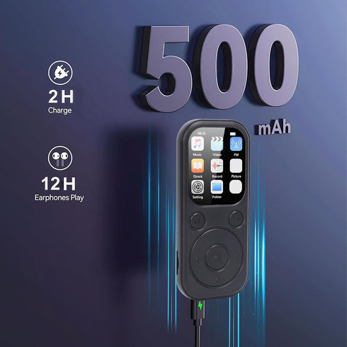 Zunate 128GB MP3 5.4, 2.01 Inch MP3 10,000+ 500mAh (16G HiFi Player with Bluetooth Screen Digital Music Player