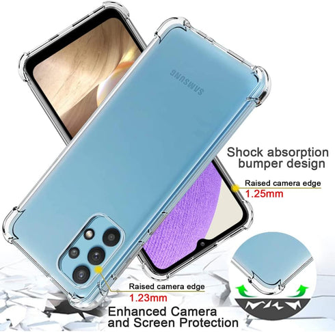 Yiakeng Galaxy A32 5G Case with Screen Protector, Crystal Clear Slim Soft Silicone Cover for Samsung Galaxy A32