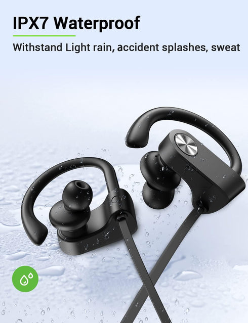 Stiive Bluetooth Headphones, 5.3 Wireless Sports Earbuds IPX7 Waterproof with Mic, Stereo Sweatproof, 16 Hours Playtime