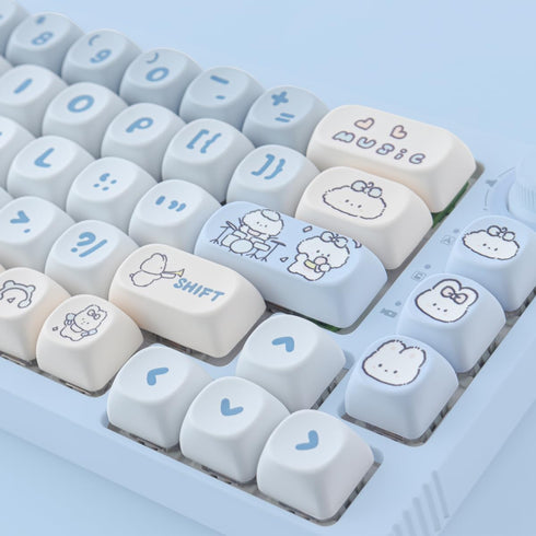 PBT Keycaps - MOA Cute Keycaps for Mechanical Keyboard, 139 Keys, Dye-Sublimation Custom Set for Cherry MX Switches