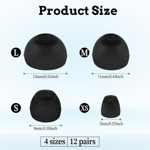 InnoHHustle Earbuds(12 Extra Small Earbuds Tips Replacement Earbud Tips Soft Silicone Earbuds for in-Ear Headphones