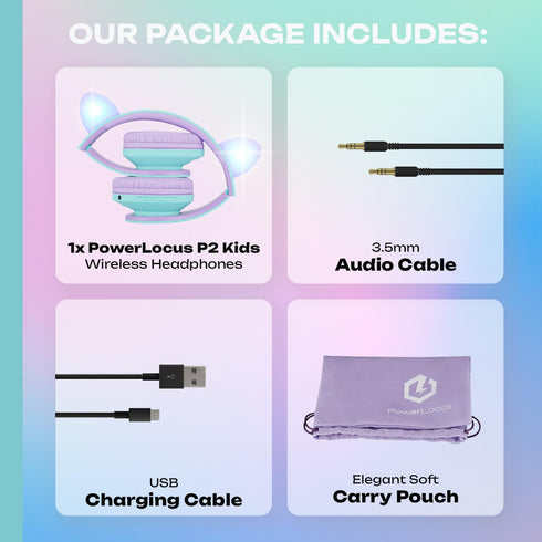 PowerLocus Kids Headphones, Over-Ear Bluetooth Wireless Headphones with Microphone, Safe 85DB Volume Limited