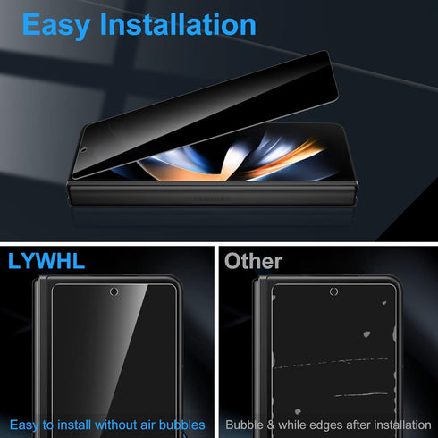 LYWHL Privacy Screen Protector for Samsung Galaxy Z Fold 4 - 2 Pack, Anti-Scratch, Easy Install, 6.2 Inch, Black.