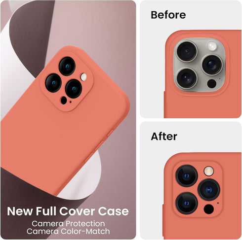 FireNova iPhone 15 Pro Case, Pink Pomelo, 6.1", Silicone, Camera Protection, Soft Microfiber Lining, Includes 2 Screen