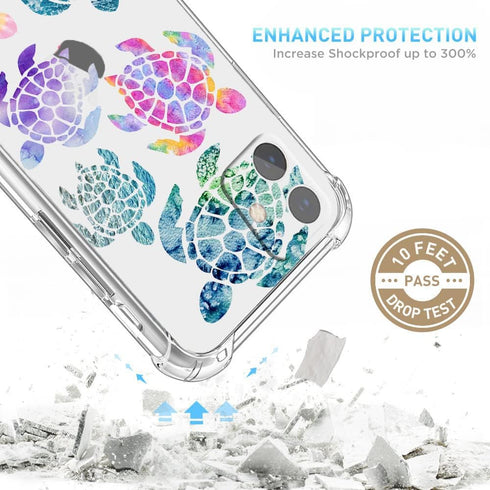 Sea Turtles iPhone 11 Case, Ocean Creatures Pattern Design for Women Men, Soft Transparent TPU Bumper Case for iPhone 11
