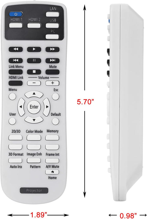 Replacement Projector Remote Control 2181830 for Epson Home Cinema 2100 2150, EH-TW5400 EH-TW5600 EH-TW5650
