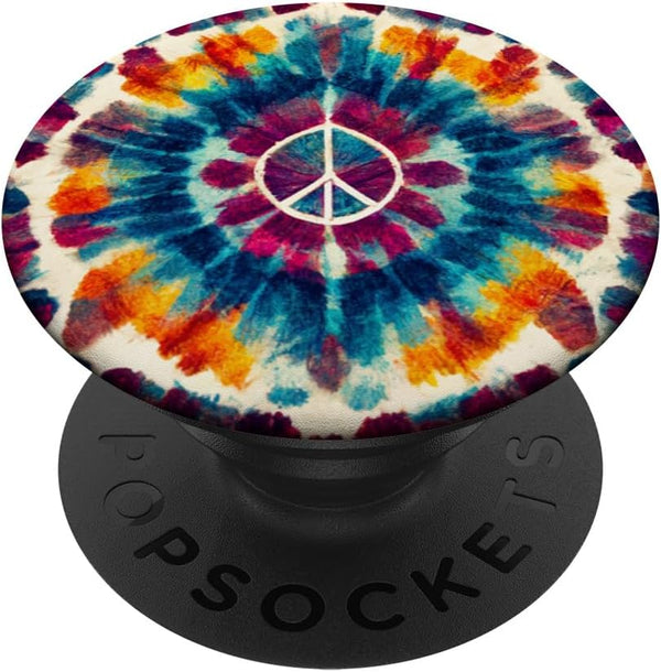 Peace Sign Tie Dye Groovy PopSockets Standard PopGrip