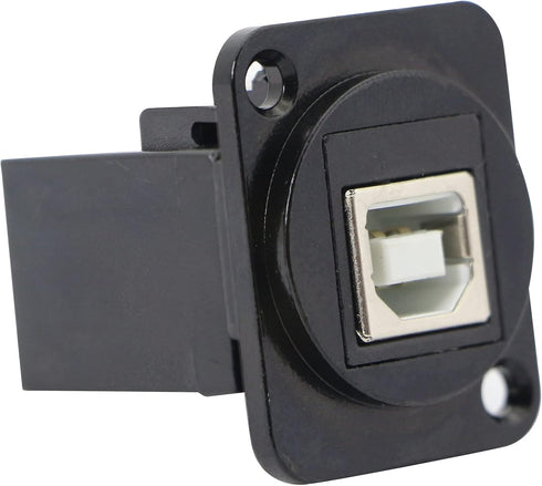 USB 2.0 D Panel Mount Connector - USB B to USB A Adapter, Solderless Socket Female to Female