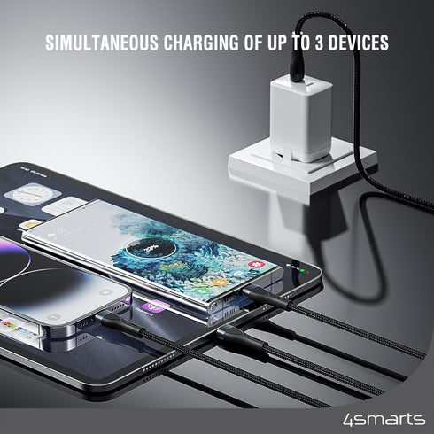 USB C to Lightning Cable - Premium 3-in-1 Multi Charging Cable, 5A Fast Charge & Data Transfer, 1.5m Nylon