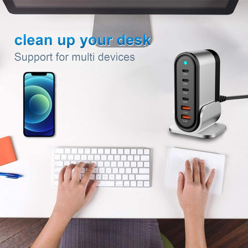 GTRXHIJV 6-in-1 16 15 14 13 12 11 8 7 USB Charging Seat, Multi-Port Hub, Fast Charging Wall Charging Station, Power