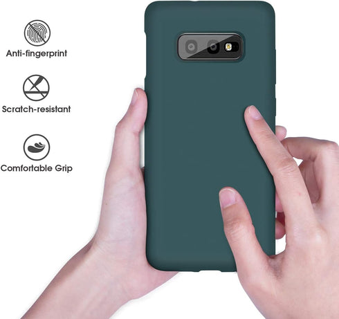 ABITKU Galaxy S10e Case, Slim Liquid Gel Rubber Shockproof Cover, Soft Microfiber Cloth Lining, Green