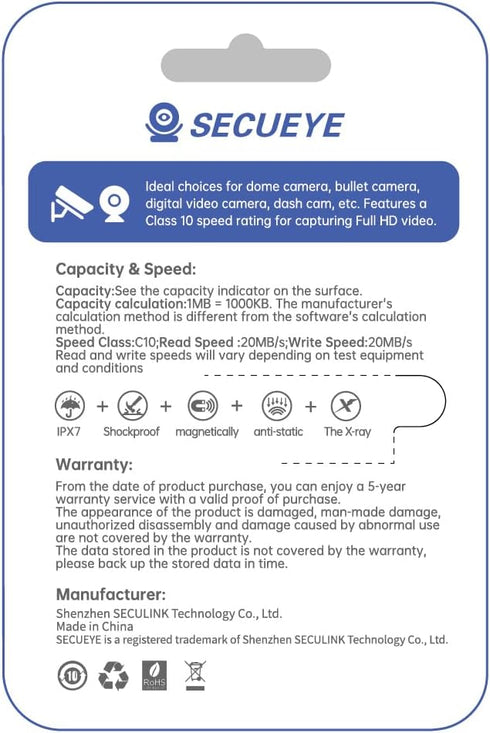 JOYNANO 256GB 10 FAT32 24/7 (256GB) SECUEYE TF Memory Card Class High Speed Reading/Writing Recording for Security
