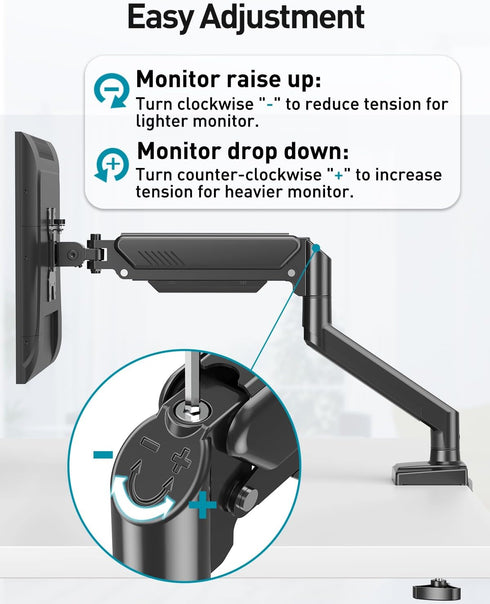 MOUNT PRO 13 32 inch 4.4 22lbs Clamp/Grommet 75/100mm Single Monitor Arm Desk Mount Fits to Computer Screens, Holds