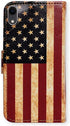 Case for iPhone XR, Retro American Flag Leather Flip Wallet Cover with Card Slot Holder and Kickstand