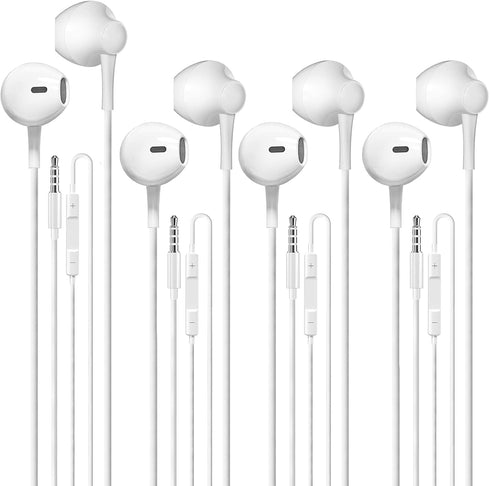 Wired Earbuds Headphones 4 Pack, 3.5mm Jack Ear Buds with Microphone, Compatible with Computer Laptop iPad Android