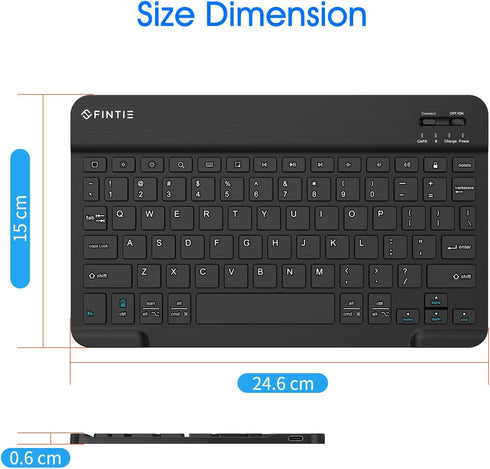 Fintie 10-Inch Ultrathin Wireless Bluetooth Keyboard for iPad, Samsung Tablet, iPhone, Android, Black