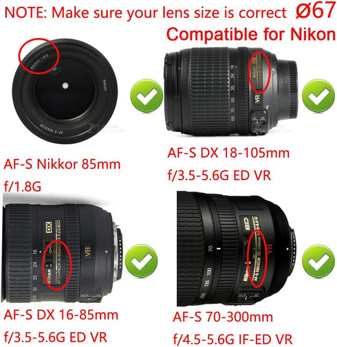 67MM Lens Cap Cover for Canon 77D 90D with EF-S 18-135mm Lens Cap, Nikon D750 D780 with 18-105mm 16-85mm Lens Cap [2