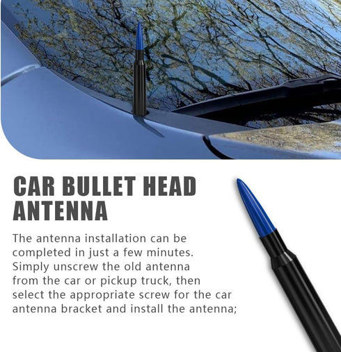 WINUERK Bullet Car Antenna Replacement, Aluminum Alloy Waterproof Short Antenna, Signal Stability Universal Exterior