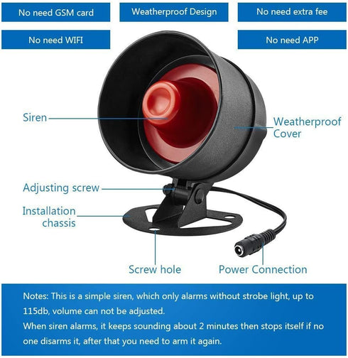 KERUI Standalone Home Office Shop Security Alarm System Kit, Wireless Loud Indoor/Outdoor Siren Horn with Remote Control