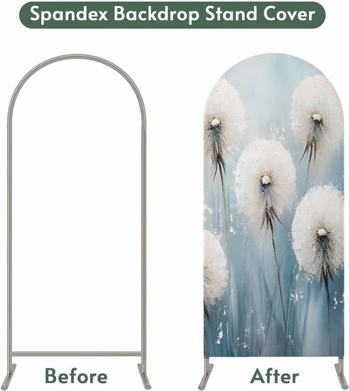 Jnbasdffb 7.2 Spring Floral Wedding Arch Cover, Stretchy Spandex Arch Backdrop Stand Covers FT, White Flowers Pastoral