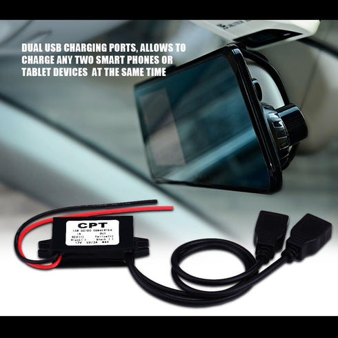Keenso Waterproof DC Converter 3A, DC 12V to DC 5V Dual USB Adapter Module for Car Motorcycle