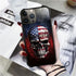 DJSOK Ice and Fire American Flag Skull Case for iPhone 15 Pro - Rugged Dual Layer Shockproof Cover for Men, Boys, and
