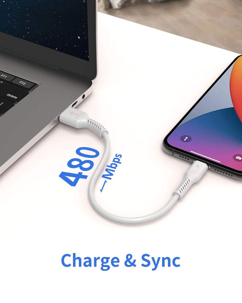 5-Pack 0.5ft iPhone Charge Cable, 6 inch USB to Lightning Cord for Fast Charging, Compatible with iPhone 12, 11 Pro