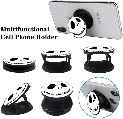 3 Pack Multifunction Cell Phone Stand Holder and Grip, Cute White Black Cartoon Foldable Phone Kickstand Mount
