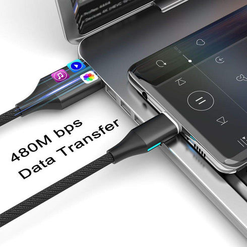 NetDot Gen10 2in1 Magnetic Charging Cable, 6.6ft, Fast Charging & Data Transfer for Micro USB & USB C (3 Pack, Black)