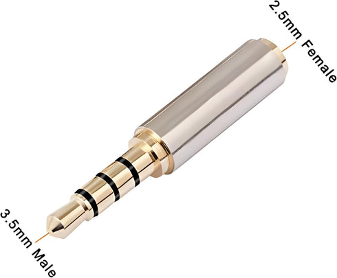 JacobsParts Gold Plated 3.5mm Male to 2.5mm Female Stereo Audio Headphone Jack Adapter Converter