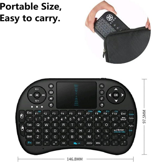 Mini Wireless Keyboard with Touchpad Mouse, 2.4GHz RGB LED Backlit Handheld Remote Control for PC