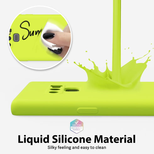 oakxco Liquid Silicone Phone Case for Samsung Galaxy Note 9, Cute Thin Slim Soft Rubber TPU Cover, Lime Neon Yellow