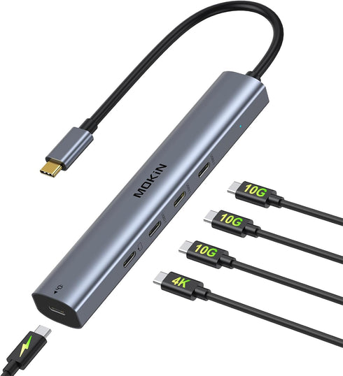 MOKiN USB C Hub 10Gbps, USB C Splitter with 4K@60Hz Video Output,100W PD