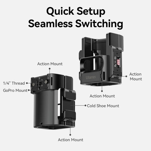 ULANZI PK-06 Expansion Adapter for DJI Osmo Pocket 3 - Aluminum Protective Cage with Mounting Options