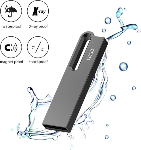 Aiibe 128GB 2 Pack 128gb 128 2.0 (128G, 2 Flash Drive Metal USB Drive Thumb Drive with Keychain Waterproof Jump Drive