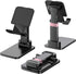 Solareon 17 16 15 14 13 Adjustable Cell Phone Stand for Desk, Heavy Duty Black Phone Holder with Foldable & Stable