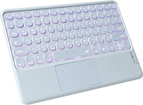 Wireless Bluetooth Keyboard with Touchpad, Portable Ultra Slim 7-Colors Backlit Keyboard, 10 inch Rechargeable for
