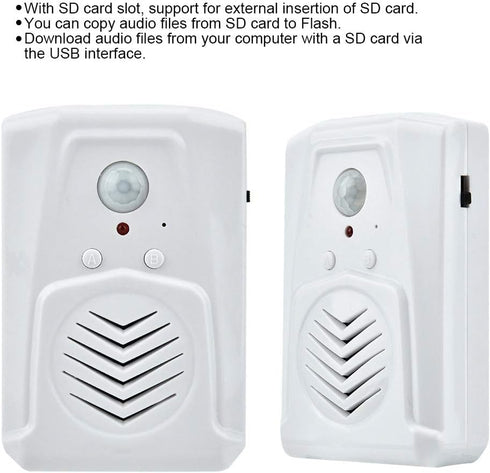 Dioche MP3 4m USB/Battery Powered Motion Sensor Alarm Doorbell - Audio Player with Infrared Induction, Detection