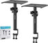 Set of 2 Height Adjustable Studio Monitor Speaker Stands, 12" to 18" with Desk Clamp for Desktop Use.