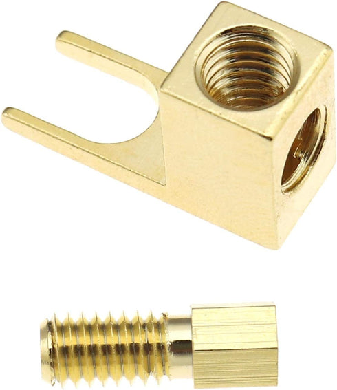 Create Idea 4pcs Brass Gold Plating Banana to Spade Adapter Connector for Audio Cables with 2 Screw-in Angles
