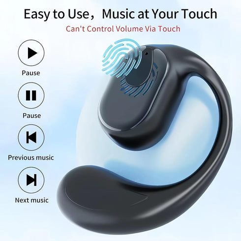Open-Ear Wireless Headphones, Single Left Ear Bluetooth Headset, 30 Hours Playtime, Sports Earbud for Running & Driving