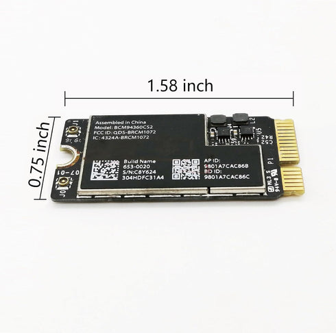 BCM94360CS2 WiFi Bluetooth Airport Wireless Card 661-7465, 661-7481, 653-0023 Replacement for MacBook Air 11" A1465 (2013, 2014, 2015) 13" A1466 (2013, 2014, 2015, 2017)