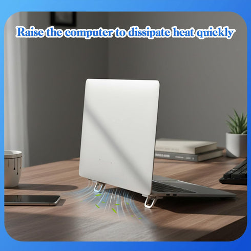 Xosjska 2 PCS Invisible Computer Keyboard Stand, Portable Keyboard Riser, Zinc Alloy Self-Adhesive Mini Laptop Stand