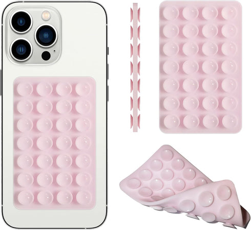 Silicone Double-Sided Suction Phone Case Detachable Mount - Hands-Free, Easy to Clean, Baby Pink