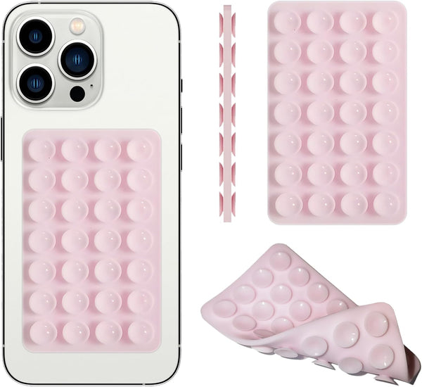 Silicone Double-Sided Suction Phone Case Detachable Mount - Hands-Free, Easy to Clean, Baby Pink