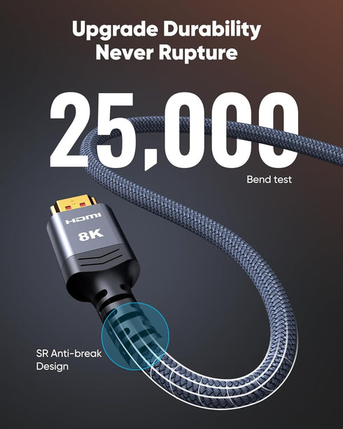8K@60 13FT/4M, 48Gbps 2.1 4K120 144Hz 3090 2.2&2.3 PS5, Highwings Long HDMI Cable High Speed Gaming HDMI Cord RTX eARC