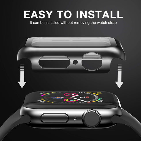 Case for Apple Watch 38MM Series 3/2/1 with Built-in Tempered Glass Screen Protector, Ultra-Thin Bumper Hard PC Cover