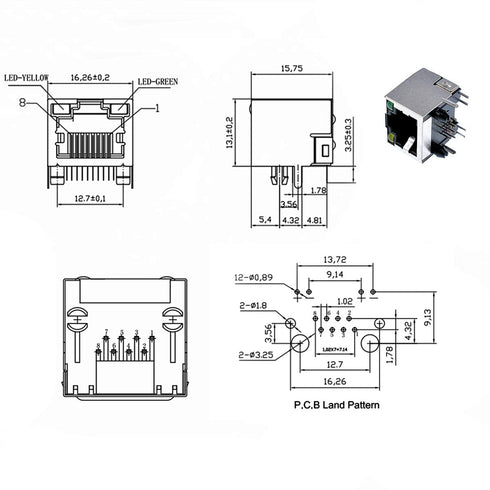 Oiyagai 10 Pcs RJ45 8P8C Shielded Modular Network Jacks - 2LED Light Enhanced Connectivity for Network Applications