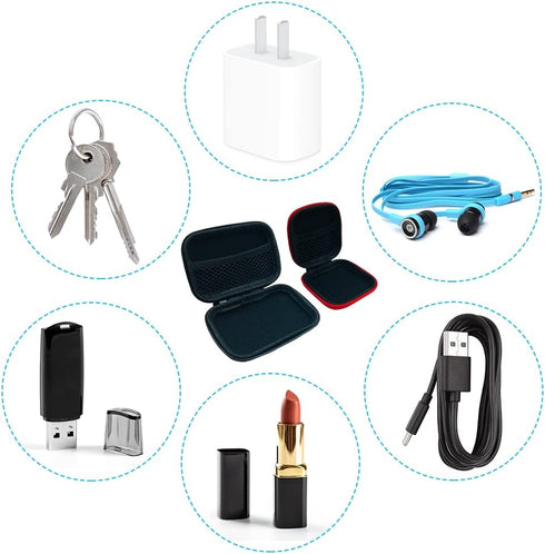 lyfLux Earbud Case - 10 Pieces Square & Rectangular Headphone Cases with Clips for Headphones, SD Cards, Wireless