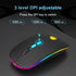 CC Store LED Wireless Bluetooth Mouse, Rechargeable Ultra Silent Slim, 2.4GHz Instant Connection, USB-C Adapter (Black)